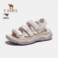 骆驼（CAMEL）夏季户外魔术贴凉鞋男女溯溪涉水速干沙滩鞋子F24B162020 奶白/鸢尾紫，女 38