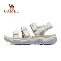 骆驼（CAMEL）夏季户外魔术贴凉鞋男女溯溪涉水速干沙滩鞋子F24B162020 奶白/冰河蓝，女 35