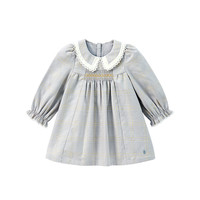 英氏女童连衣裙秋装女宝宝裙子长袖可爱小童公主裙纱裙秋冬 银灰色YRLAJ32191A 73 cm