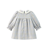 YeeHoO英氏女童连衣裙秋装女宝宝裙子长袖可爱小童公主裙纱裙秋冬 银灰色YRLAJ32191A 80 cm