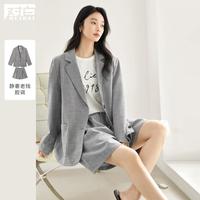2025春装高级感宽松通勤西服外套短裤两件套女式西装套装