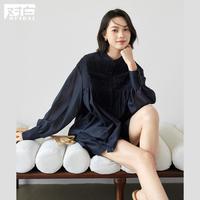 夏装法式优雅细密打褶设计长袖内搭短裤三件套女式套装