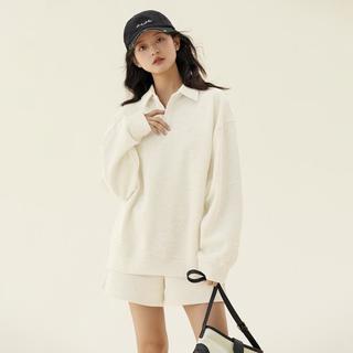 【时尚春秋】运动风休闲翻领卫衣短裤套装女士高级感小个子两件套