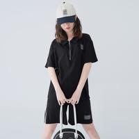 运动休闲套装女夏纯色拉链上衣搭配运动裤两件套
