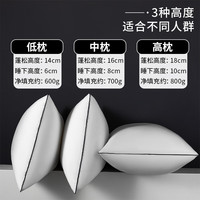 安睡宝(SOMERELLE)A类全棉枕头 抗菌防螨防油三防枕芯 星级酒店款枕头芯 单只装高枕 【高枕】全棉三防深睡枕 48*74cm【单只装】
