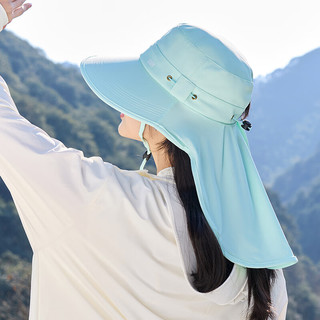 森马 Semir防晒帽子女士防紫外线遮阳帽大帽檐面罩太阳帽夏季宽檐登山渔夫帽 薄荷绿
