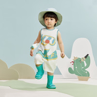 巴厘小猪（BALIPIG）婴儿包屁衣无袖连体衣夏季薄款新生儿三角哈衣可爱宝宝超萌衣服 奶昔绿 66cm