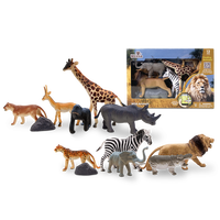 Wenno儿童恐龙模型玩具套装仿真动物玩具魔鬼鱼狮子玩具波斯猫 更大的10只仿真动物+2个石头