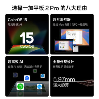 OnePlus 一加平板 2 Pro 13.2英寸 Android 平板电脑 (3392*2400、骁龙8 至尊版、12GB、512GB、WiFi版、深海蓝)