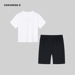 匡威（Converse）匡威童装男童套装2025夏季中大童休闲短t短裤两件套宽松上衣 纯白色 140 /68 【身高128-140cm】