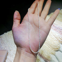 江浸月小米粒珍珠项链1-2mm型淡水珍珠超细迷你锁骨链diy半成品散珠 39cm成品含扣 1-2mm 小米珠