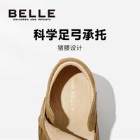百丽童鞋女单鞋女宝宝1-3岁勃肯鞋小公主时尚皮鞋软底防踢款鞋子 暮色粉 24码