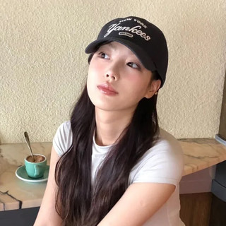 美职棒（MLB）男女帽子学院风棒球帽大头围休闲鸭舌帽软顶遮阳帽 纽约洋基队/炭灰色 均码 F