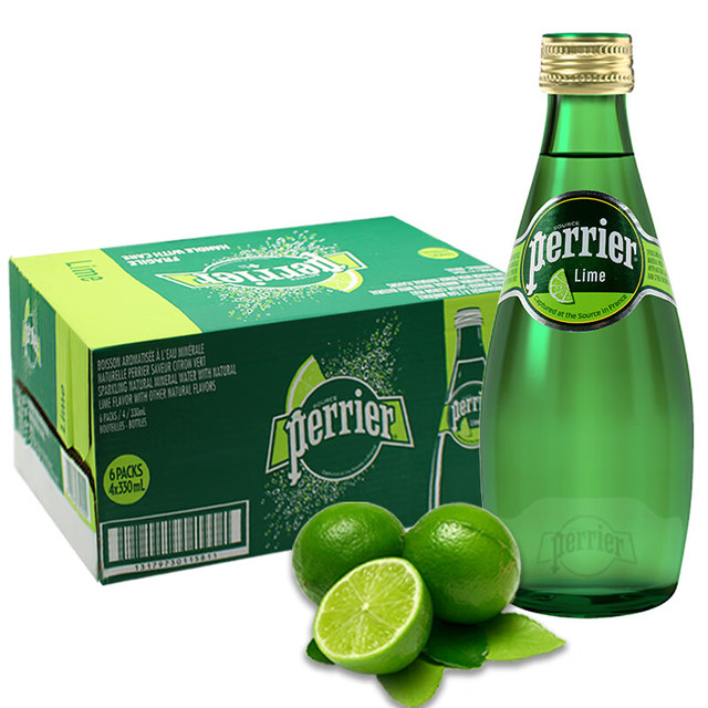 巴黎水 perrier 青柠味气泡水 330ml*24瓶