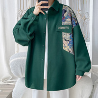 OEMG美式复古蓝色格子衬衫男春秋季oversize长袖衬衣宽松外套 DSA022-HC23703米白色 XL 