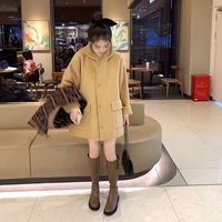 恪信小个子斗篷连帽风衣外套女短款双面呢子大衣女2024冬加厚小个 80-105斤