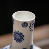 京东鲜花X富玉呈祥 景德镇陶瓷花瓶青花玲珑插花装饰品礼盒装皮球花天球瓶