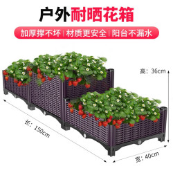冲鸭农场 GO DUCKS 原起点阳台花箱户外(50cm加大加厚耐晒)种菜箱室外花箱长方形塑料种植箱 倒T型养花箱150*40*36