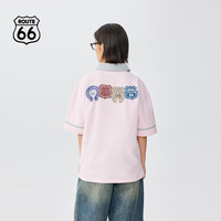 Route66/66号公路半拉链撞色哥特元素透气凉感弹力翻领Polo衫