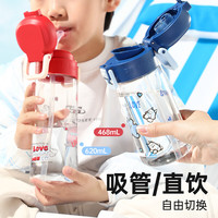 富光 儿童水杯壶Tritan吸管杯便携男女夏季耐热耐摔塑料杯子468ml 小蒂蓝468ml