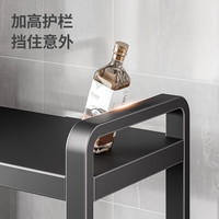 美厨物语厨房置物架台面微波炉置物架可伸缩烤箱架子家用多层厨房收纳架 黑-单层【固定53cm】+6钩