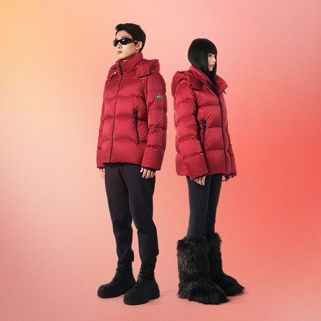 美力城 新年战袍羽绒服男女同款90%鹅绒冬季宽松加厚红色外套宽松 红色 XL