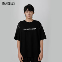 Markless T恤男2025夏季宽松抗菌凉感短袖男士印花半袖上衣 TXB3641M 黑色 M