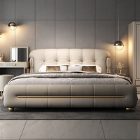  法蒂玛 真皮黑色牛皮 主卧大床  1.8m*2.0m 2米2