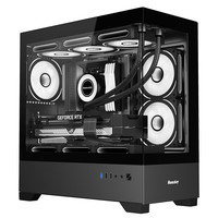 航嘉（Huntkey）GX760M.PRO追梦 游戏电脑台式机箱 270°海景房主机箱 支持M-ATX主板/360水冷/散热器限高165mm GX760M黑色 机箱+ARGB风扇*9（5反4正）