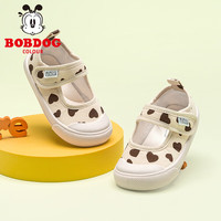BoBDoG巴布豆卡乐儿童帆布鞋女童板鞋透气舒适室内鞋宝宝布鞋小童软底单鞋子 卡其色 23 内长14.8m脚长13.8m
