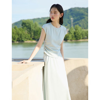 自巧小个子慵懒松弛感短袖t恤半身裙套装女2024夏季显瘦上衣 巧米色上衣 S (3码)