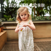 欧孕 婴儿衣服夏季薄款吊带连体衣婴幼儿纯棉无袖哈衣女宝睡衣爬服