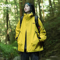 JEEP SPIRIT吉普【朱雀红】三合一冲锋衣女2024秋冬风衣外套防水大码登山 以太蓝【抓绒内胆三合一】男女同 XL【150-170斤】