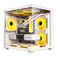 EVESKY海景房MINI全景版机箱电脑机箱无立柱台式主机m-atx主板白色侧透240水冷游戏机箱非暴风雪S920 海景房全景版-白色+3个棱镜ARGB风扇