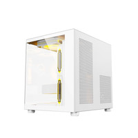 EVESKY海景房MINI全景版机箱电脑机箱无立柱台式主机m-atx主板白色侧透240水冷游戏机箱非暴风雪S920 海景房全景版-白色+7个棱镜ARGB风扇