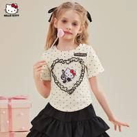 女童夏季T恤2025中大童装甜酷爱心凯蒂猫 Hello Kitty卡通短袖T恤