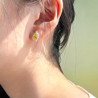 COCSIS海洋绮境夕阳坠海水滴宝石耳钉女无耳洞耳夹