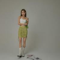 chuu 褶皱抽绳碎花半身裙女春夏秋辣妹包臀裙