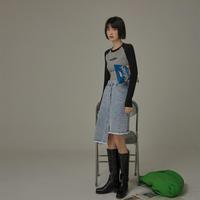 chuu 排扣不规则半身裙女春高腰牛仔裙子