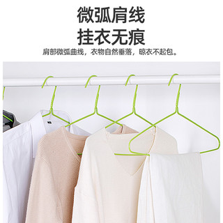茶花衣架浸粉钢丝防滑衣架干湿两用金属晾衣架卧室阳台衣服撑衣架 绿色（42.5cm成人衣架）10支 浸粉工艺一体成型
