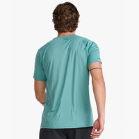 2XU Aero系列 短袖t恤男宽松休闲圆领运动夏季跑步速干透气吸汗上衣 湖蓝色/松绿色反光 XL