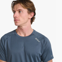 2XU Aero系列 短袖t恤男宽松休闲圆领运动夏季跑步速干透气吸汗上衣 律动灰/黑色反光 L