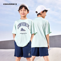 匡威（Converse）匡威童装男童套装2025夏季中大童休闲短t短裤两件套宽松上衣 芦荟绿 140 /68 【身高128-140cm】
