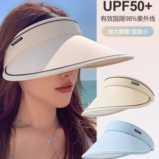 衣起纤手夏季大帽檐骑车空顶防晒帽女太阳帽子遮阳帽遮脸帽子 升级版可折叠-