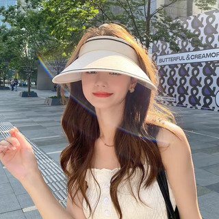 衣起纤手夏季大帽檐骑车空顶防晒帽女太阳帽子遮阳帽遮脸帽子 升级版可折叠-
