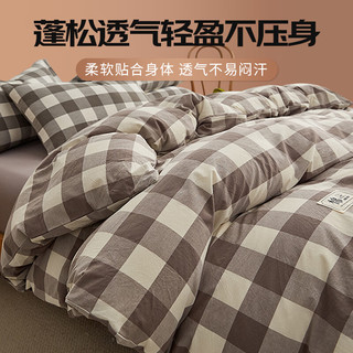 无印良品 HOME100%棉花被可拆洗被套+被芯婴幼儿童冬季棉被子3斤115x150咖中格