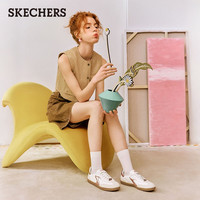 Skechers斯凯奇女平底板鞋德训鞋2025夏复古阿甘鞋透气休闲鞋 白色/玫瑰金色/WTRG 35.5