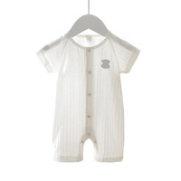 巴厘小猪婴儿连体衣服夏季薄款男宝宝哈衣纯棉女睡衣夏天短袖 【 开档】-网纱-紫 73cm