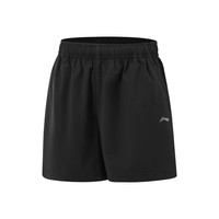 李宁 LI-NING童装儿童运动短裤女小大童综合体能速干凉爽宽松休闲裤子YKSV078 黑色 110