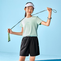 李宁 LI-NING童装儿童运动短裤女小大童综合体能速干凉爽宽松休闲裤子YKSV078 黑色 130